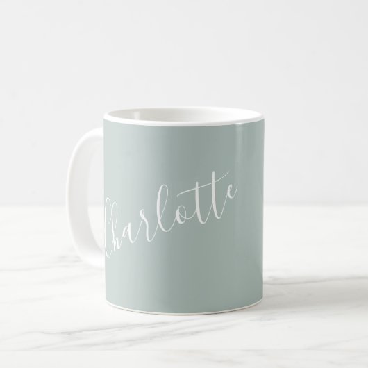 Minimalistische script gepersonaliseerde naam stof koffiemok (Voorkant links)
