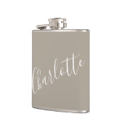 Minimalistische script gepersonaliseerde naam taup heupfles (Links)