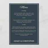 Minimalistische Script Gunmetal Blue bruiloft rece Menu (Voorkant)