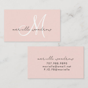 Minimalistische script monogram roze roze visiteka visitekaartje