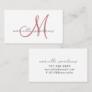Minimalistische script monogram terracotta visitek visitekaartje