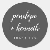 Minimalistische Script Names Modern Wedding Black Ronde Sticker (Voorkant)