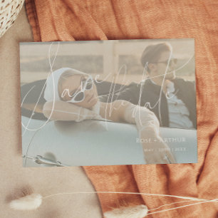 Minimalistische Script Platte 'Save the date' Kaar Kaart