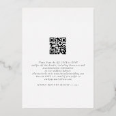 Minimalistische Script QR Code Huwelijk Luxe Real Folie Uitnodiging (Achterkant)