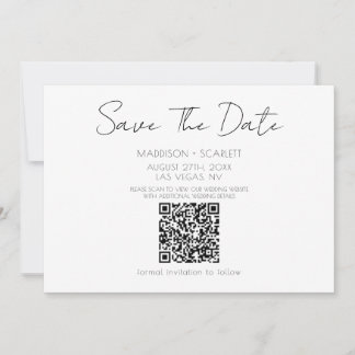 Minimalistische script QR-code save the date  Kaart