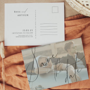 Minimalistische Script Save The Date Uitnodigingsa Uitnodiging Briefkaart