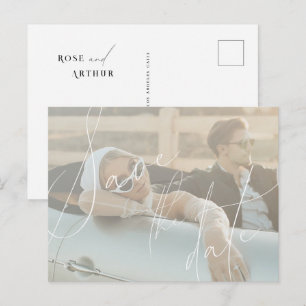 Minimalistische Script Save The Date Uitnodigingsa Uitnodiging Briefkaart