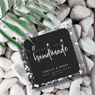 Minimalistische script zwarte handgemaakte zeep la vierkante sticker