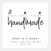 Minimalistische script zwarte handgemaakte zeep la vierkante sticker (Voorkant)