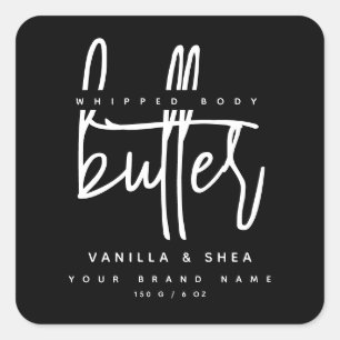 Minimalistische script zwarte label body butter