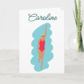 Minimalistische script zwemmen meisjesverjaardag kaart (Voorkant)