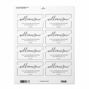 Minimalistische scriptfamilie retouradres etiket