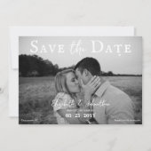 Minimalistische scriptfoto | Wit Save The Date (Voorkant)