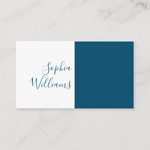 Minimalistische scriptie navy en witte visitekaart visitekaartje