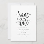 Minimalistische scriptie zwart-wit Save the Date (Voorkant)