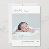 Minimalistische scriptlettertype 5-foto babygeboor aankondiging (Voorkant)