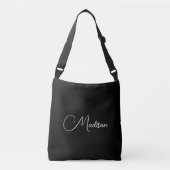 Minimalistische scriptnaam Custom Black Crossbody Tas (Voorkant)