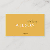 Minimalistische scripttypografie Mosterdgeel Visitekaartje (Voorkant)
