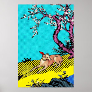 Minimalistische Sighthound Silhouet Honden Grafiek Poster