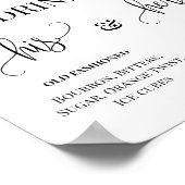 Minimalistische Signature Drinks Bruiloft Bord Voo Poster (Hoek)