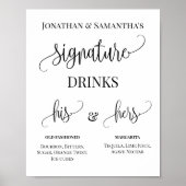 Minimalistische Signature Drinks Bruiloft Bord Voo Poster (Voorkant)