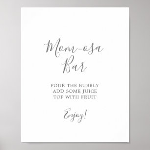 Minimalistische Silver Baby shower Mam-osa Bar Sig Poster