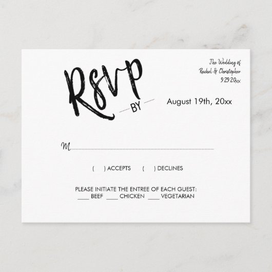 Minimalistische Simple Calligraphy Script Response Briefkaart (Voorkant)