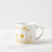 Minimalistische Sinaasappel en Witte Poppies Meado Espresso Kop (Rechts)