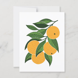 Minimalistische sinaasappels en bladeren briefkaart