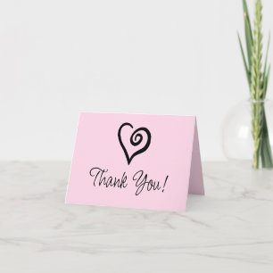 Minimalistische Single Heart Spiral op Pastel Pink Bedankkaart