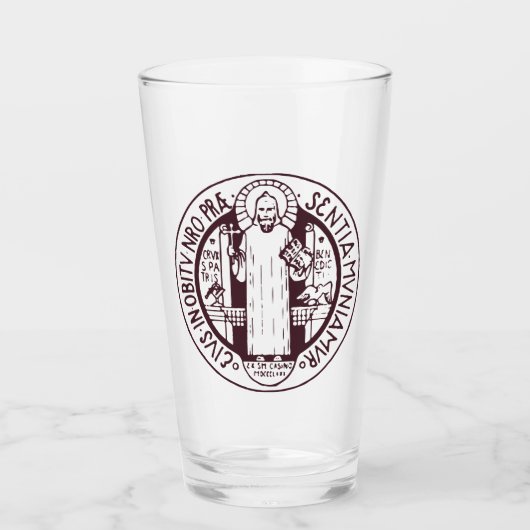 Minimalistische Sint-Benedictusmedaille Symbool Ku Glas (Voorkant)