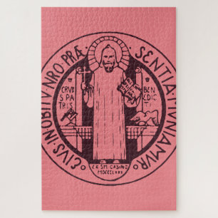 Minimalistische Sint-Benedictusmedaille Symbool Ku Legpuzzel