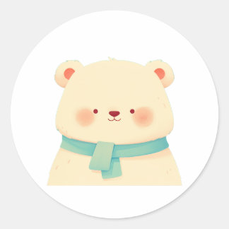 Minimalistische sjaal beer boeklabel ronde sticker