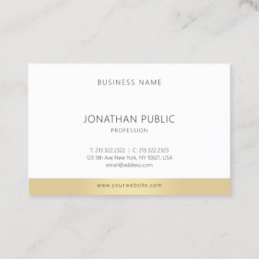 Minimalistische Sjabloon Elegant Goud Wit Modern T Visitekaartje (Achterkant)