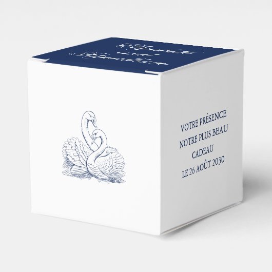 Minimalistische Sketched Love Swans bruiloft Bedankdoosjes (Voorkant Zijde)