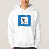 Minimalistische skilift symbool met blauwe rand hoodie (Voorkant)