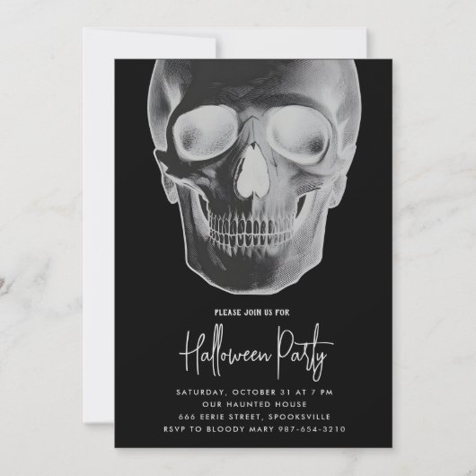 Minimalistische Skull Halloween Party uitnodiging (Voorkant)