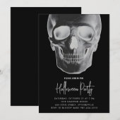 Minimalistische Skull Halloween Party uitnodiging (Voorkant / Achterkant)