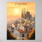 Minimalistische skyline van Barcelona – Soft Tone  Poster (Voorkant)