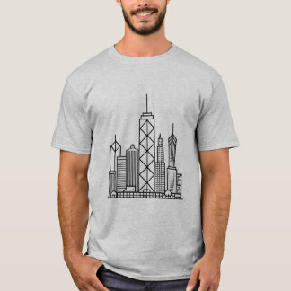Minimalistische skyline van de stad in geometrisch t-shirt