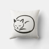 Minimalistische Slaapkat – Inktborstel op Kussen (Achterkant)