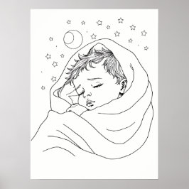 Minimalistische Sleeping Child Line Art Poster