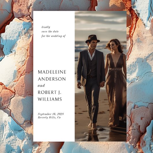 Minimalistische Slim Fotosjabloon Bruiloft Opslagd Save The Date