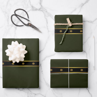 Minimalistische Smaragd Zwart en Goud Geometrisch Inpakpapier Vel