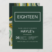 Minimalistische smaragdgroen en goud 18e verjaarda kaart (Voorkant / Achterkant)