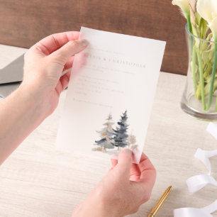 Minimalistische Sneeuwbomen Winter Wedding Vellum Uitnodigingen