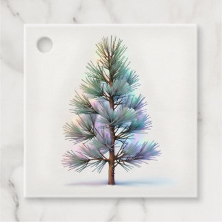 Minimalistische Sneeuwige Pijnboom Bedankjes Labels