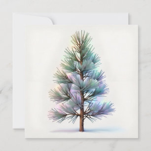 Minimalistische Sneeuwige Pijnboom Feestdagenkaart