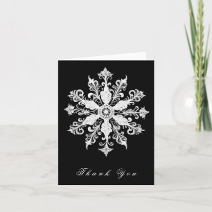 Minimalistische sneeuwvlok bruiloft Black Bedankkaart
