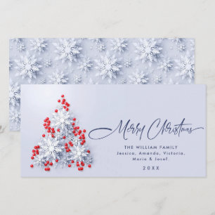 Minimalistische sneeuwvlokken kerstboom groet feestdagenkaart